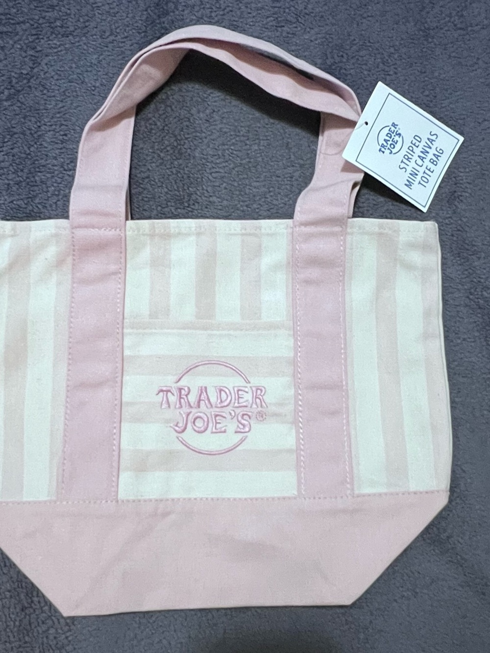 NWT Trader Joe's Pink Striped Canvas Tote